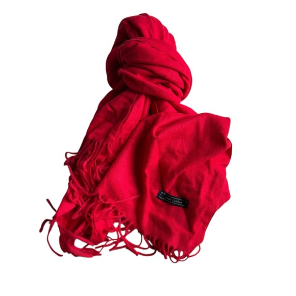 Bold Red Fringed Scarf Wrap - Picture 1 of 3